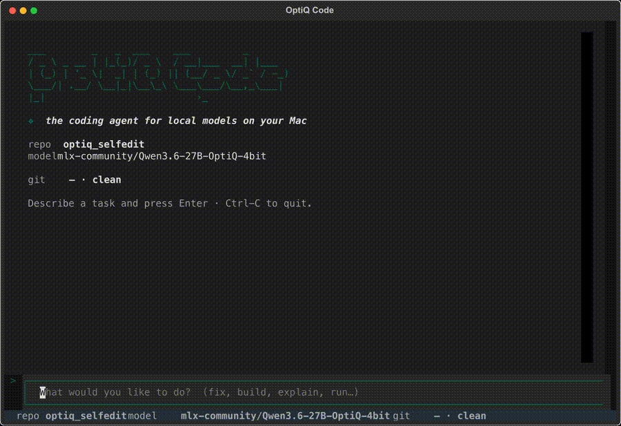 OptiQ Code editing its own source
